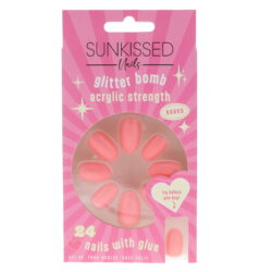 Sunkissed Nail Glitter Bomb Acrylic Strengt Round Nail 24 Pieces - Ellavee