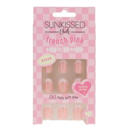Sunkissed Nail Studio French Pink Acrylic Strength Round Nails 24 Pieces - Ellavee