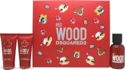 DSquared² Red Wood X-mas21 Gift Set 50ml EDT + 50ml Body Lotion + 50ml Shower Gel